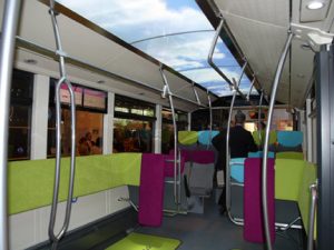 The novel interior of the Mercedes-Benz Citeo.